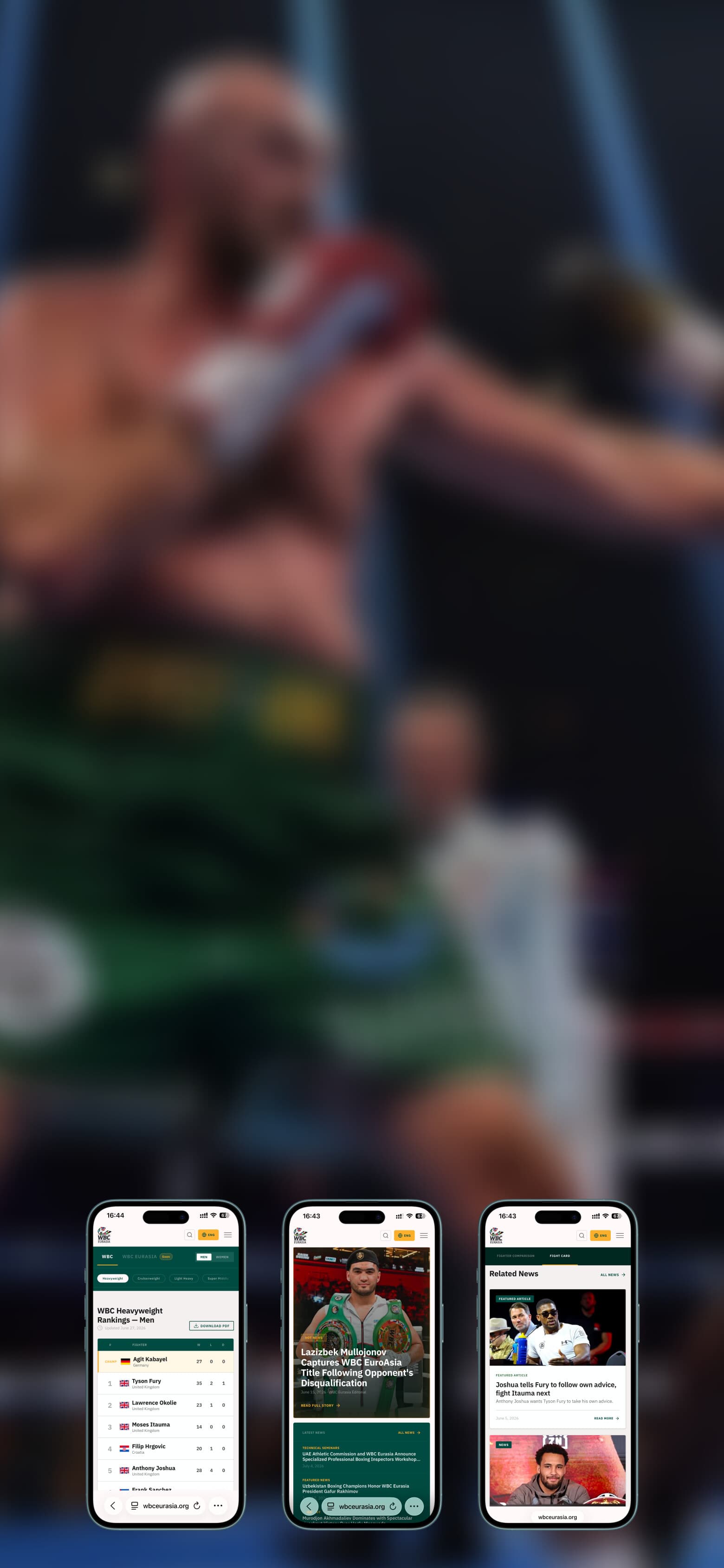WBC Eurasia championship web system and admin panel preview